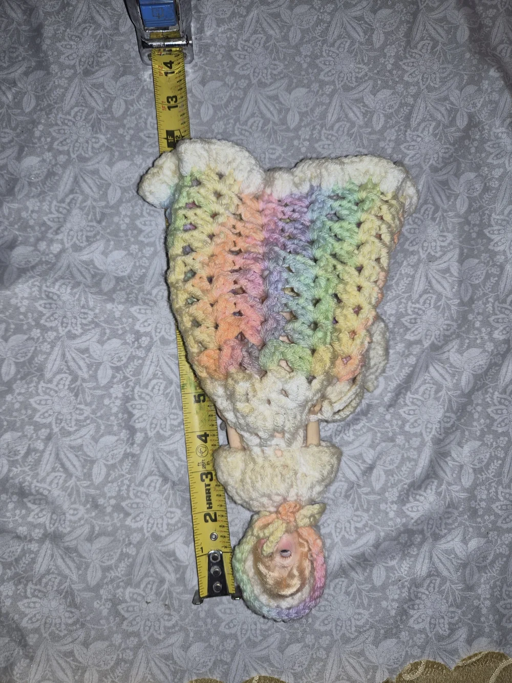 Handmade Crochet Plastic Doll Skirt Set - Pastel Rainbow
